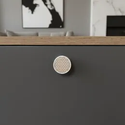Poignée bouton en bois ARSIA / Blanc – triangles