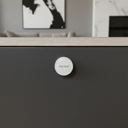 Poignée bouton en bois ARSIA / Blanc – motif de cils