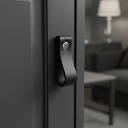 Poignée bouton en cuir DOLCE Mini / Noir
