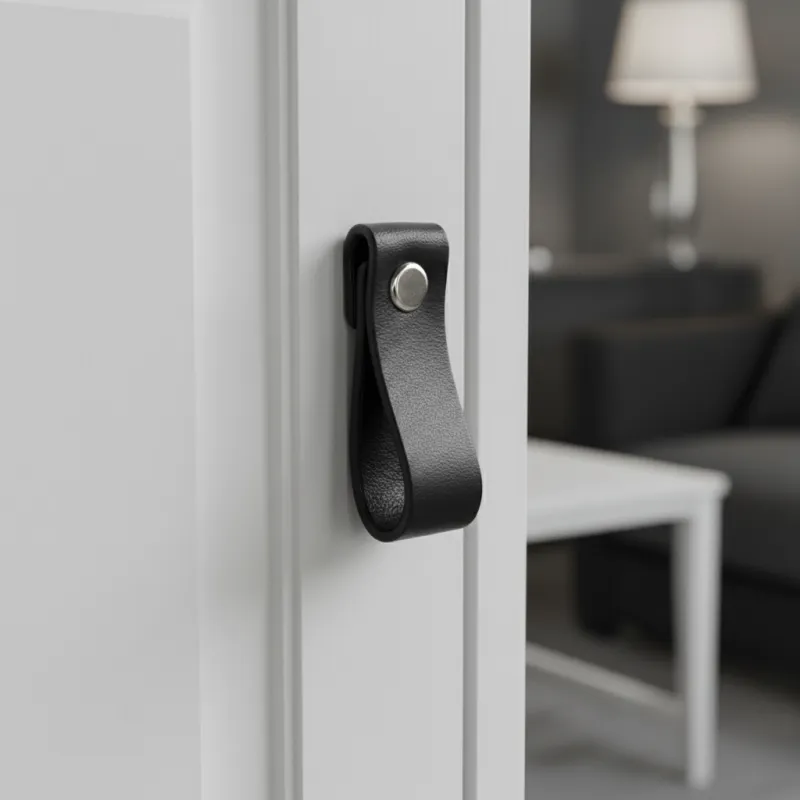 Poignée bouton en cuir DOLCE Mini / Noir