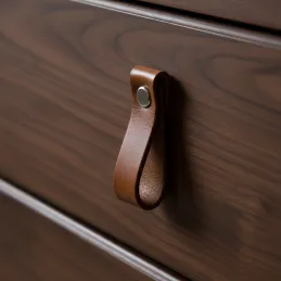 Poignée bouton en cuir DOLCE Mini / Marron