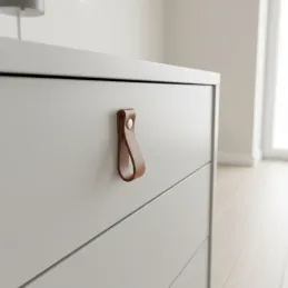 Poignée bouton en cuir DOLCE Mini / Marron