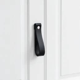 Poignée bouton en cuir DOLCE Maxi / Noir