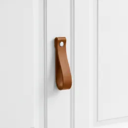 Poignée bouton en cuir DOLCE Maxi / Marron
