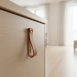 Poignée bouton en cuir DOLCE Maxi / Marron