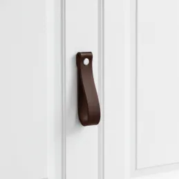 Poignée bouton en cuir DOLCE Maxi / Marron foncé