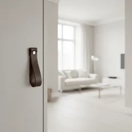 Poignée bouton en cuir DOLCE Maxi / Marron foncé