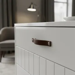 Poignée en cuir DOLCE / Marron foncé