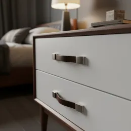 Poignée en cuir LEATY / nickel foncé – cuir marron