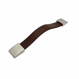Poignée en cuir LEATY / nickel foncé – cuir marron