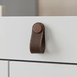 Poignée bouton CASE / Cuir marron