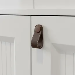 Poignée bouton CASE / Cuir marron