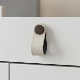 Poignée bouton CASE / Cuir blanc