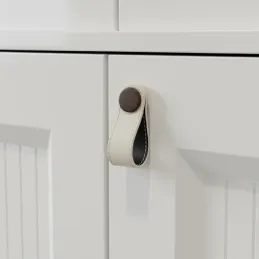 Poignée bouton CASE / Cuir blanc