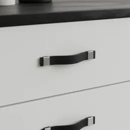 Poignée en cuir DALLAS / cuir noir – embout en aluminium