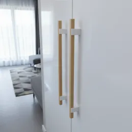 Poignée en bois LEO / Blanc – hêtre naturel