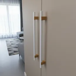 Poignée de meuble en bois LEO / Blanc – chêne naturel