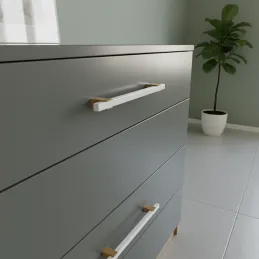 Poignée de meuble en bois LEO / Blanc – chêne naturel