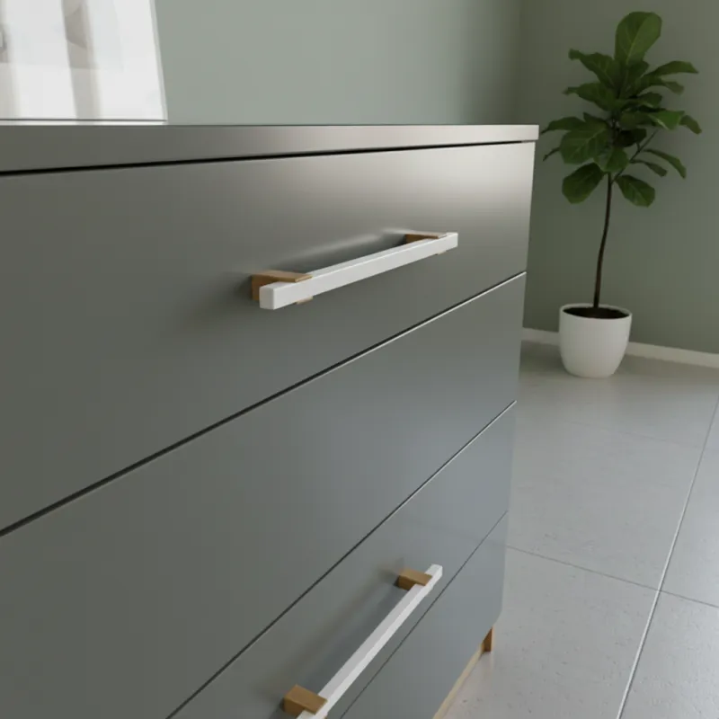 Poignée de meuble en bois LEO / Blanc – chêne naturel