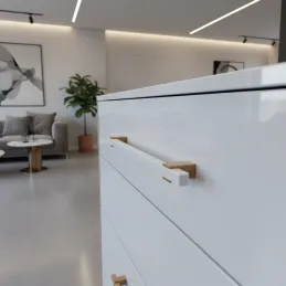 Poignée de meuble en bois LEO / Blanc – chêne naturel