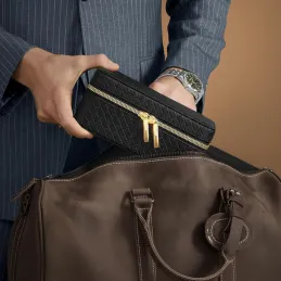 Étui de voyage pour montres BUGATI TRAVEL / Noir et or