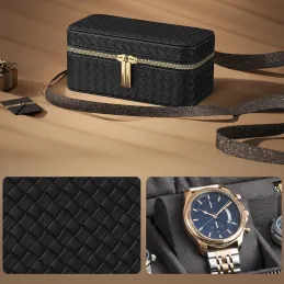 Étui de voyage pour montres BUGATI TRAVEL / Noir et or
