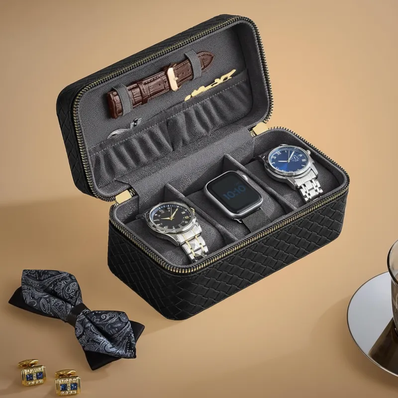 Étui de voyage pour montres BUGATI TRAVEL / Noir et or