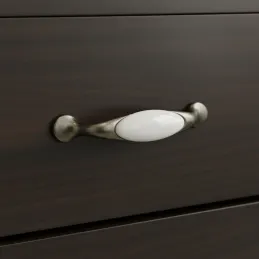 Poignée GAUDIA / vieil argent + porcelaine vanille