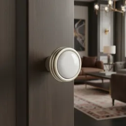 Poignée bouton en céramique FARO / Nickel brossé