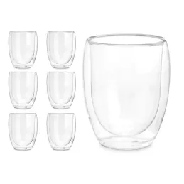 Lot de 6 verres thermiques pour café et boissons VIVALTO, 246 ml / Transparente