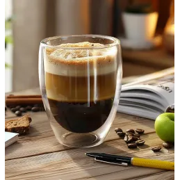 Lot de 6 verres thermiques pour café et boissons VIVALTO, 246 ml / Transparente