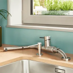 Mitigeur d’évier Blanco LANORA S-F avec douchette / Inox poli