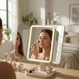 Miroir cosmétique avec éclairage LED et organiseur TREND / Crème