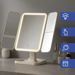 Miroir cosmétique avec éclairage LED et organiseur TREND / Crème