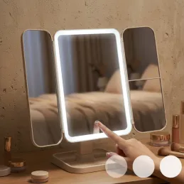 Miroir cosmétique avec éclairage LED et organiseur TREND / Crème