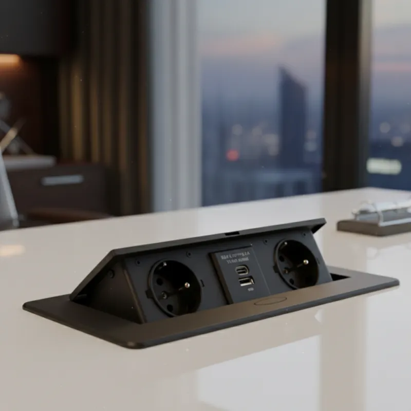 Prise électrique escamotable KOMBI BOX USB A+C / Noire
