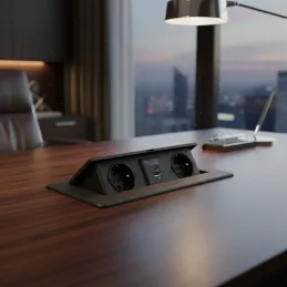Prise électrique escamotable KOMBI BOX USB A+C / Noire
