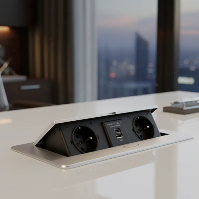 Prise électrique escamotable KOMBI BOX USB A+C / Aluminium