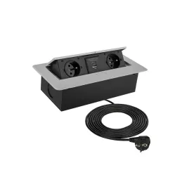 Prise électrique escamotable KOMBI BOX USB A+C / Aluminium
