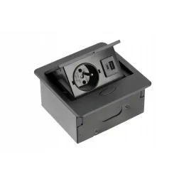 Prise électrique escamotable BOX MINI 1x230V + 2xUSB A+C / Noir