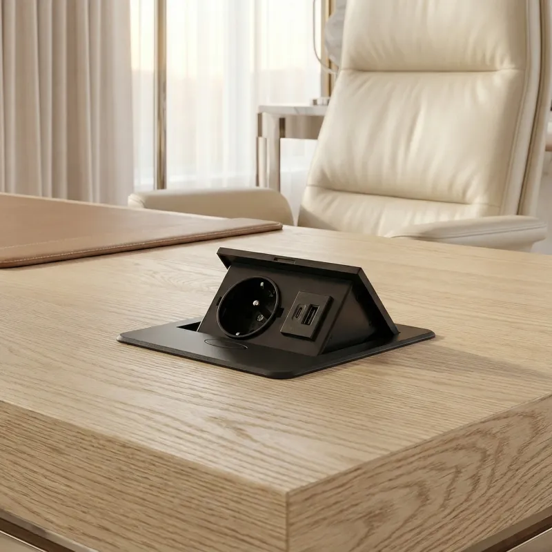 Prise électrique escamotable BOX MINI 1x230V + 2xUSB A+C / Noir