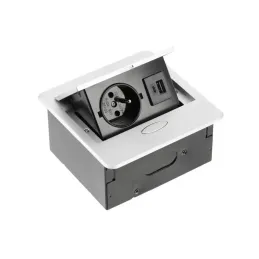 Prise électrique escamotable BOX MINI 1x230V + 2xUSB A+C / Aluminium