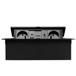 Prise électrique escamotable 2x230V + recharge USB A-C + RJ45 + HDMI / Noir