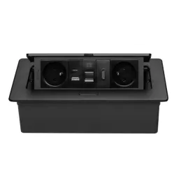 Prise électrique escamotable 2x230V + recharge USB A-C + RJ45 + HDMI / Noir