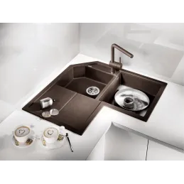 Robinet Blanco LINUS-S avec douchette - Silgranit / Anthracite