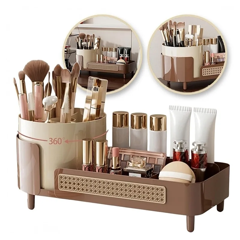 Organiseur rotatif pour cosmétiques MAKEUP / Marron