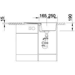 Évier en grès Blanco METRA 45 S / Noir