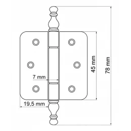 Charnière à penture décorative 78 mm / Doré brillant