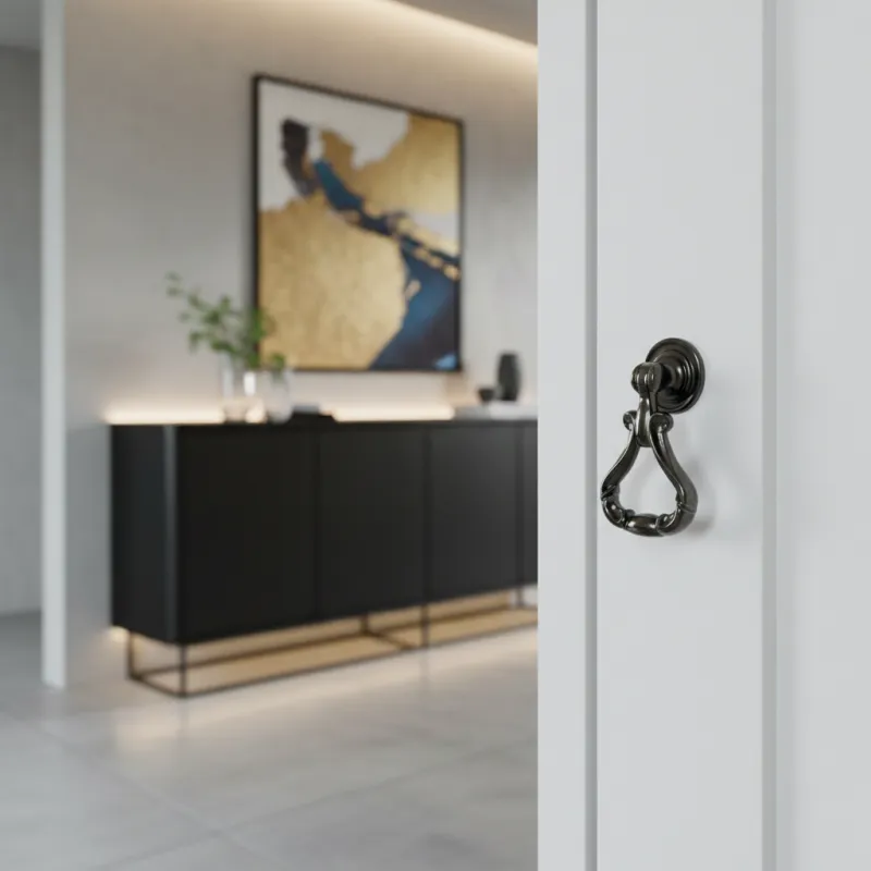 Bouton de meuble rustique CORTINA / Noir brillant