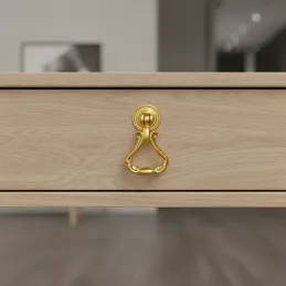 Bouton de meuble rustique CORTINA / Doré brillant